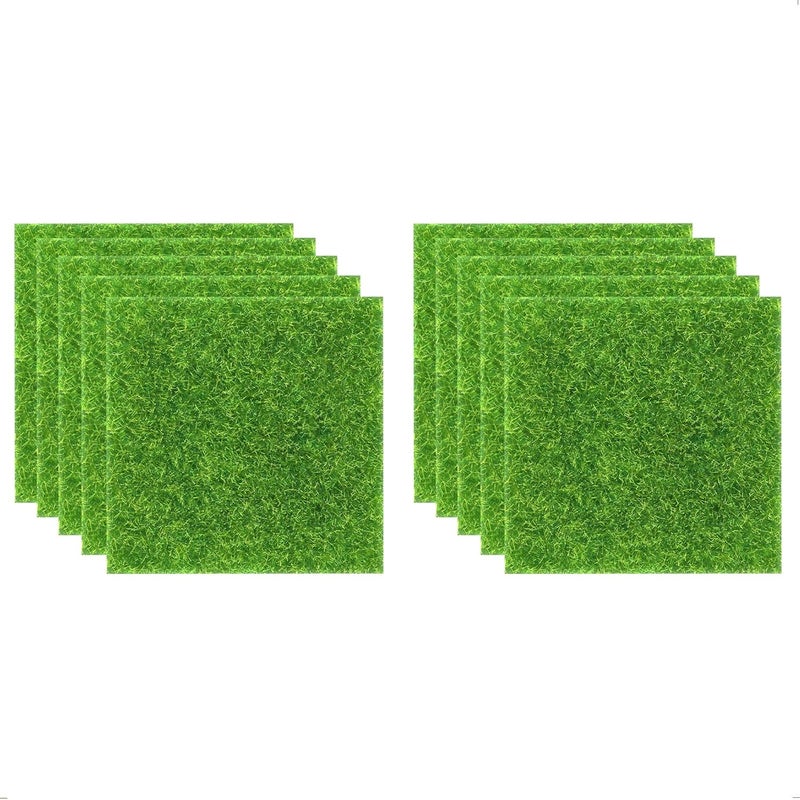 KAEZDD 10 Pieces of 6x6 Inches Fake Grass for Crafts - Artificial Grass - DIY Mini Garden Decor - Faux Turf Squares - Image 1